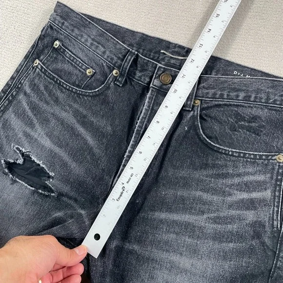 YSL SAINT LAURENT Paris Distressed Slim Fit Jeans Men 32x35 Charcoal Japanese